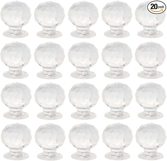 20 Pcs Crystal Dresser Knobs,Diamond Shape Cabinet Knobs Small Drawer Pulls,for Drawer Dresser Kitchen Cabinets Wardrobe Bathroom Cabinet Desk (20 x 16mm/0.78 "x 0.63")