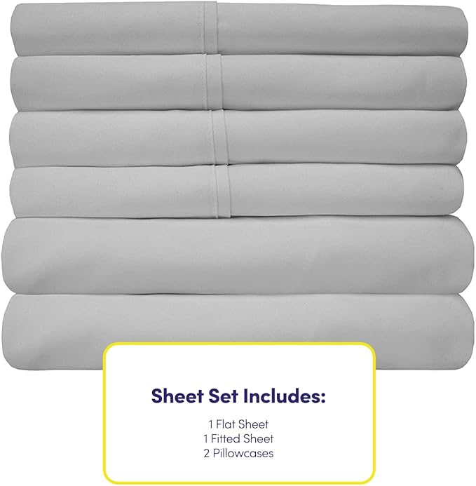 Twin Size Bed Sheets - 4 Piece 1500 Supreme Collection Fine Brushed Microfiber Deep Pocket Twin Sheet Set Bedding - 1 EXTRA PILLOW CASES, GREAT VALUE, Twin, Silver