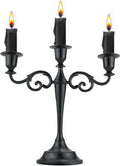 3 Metal Candelabra – Candlesticks Holder for Formal Events, Wedding, Church, Holiday Décor, Halloween – Taper Candle Holder Stand Centerpiece Elegant Decoration Piece for Table,Pure Black