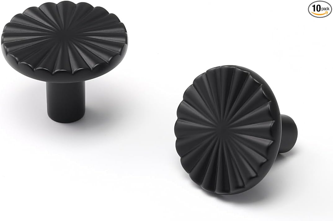 10 Pack Black Cabinet Knobs Matte Black Flat Drawer Pulls Kitchen Cupboard Bathroom Dresser Cabinet Hardware Handles Zinc Alloy