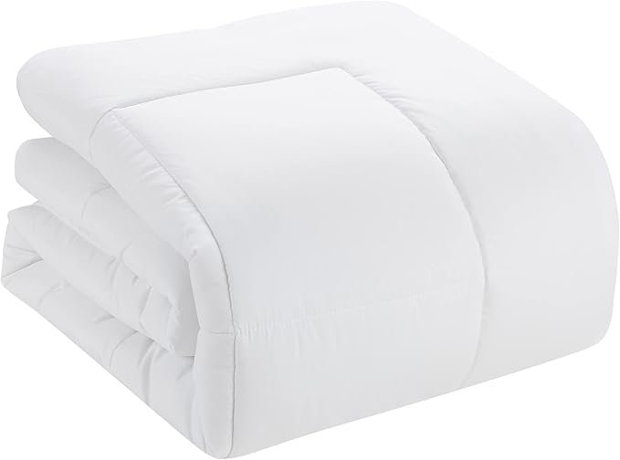 Sweet Home Collection 5 Piece Comforter Set Bag Solid Color All Season Soft Down Alternative Blanket & Luxurious Microfiber Bed Sheets, White, Twin