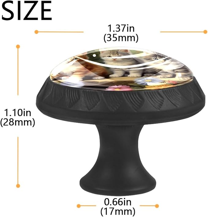 4 Pack Drawer Pulls Cute Cats Flower Crystal Glass Round Knobs Pulls Handles for Cabinets Dressers Kitchen Bathroom - Cupboards Wardrobes Hardware Furniture Knobs