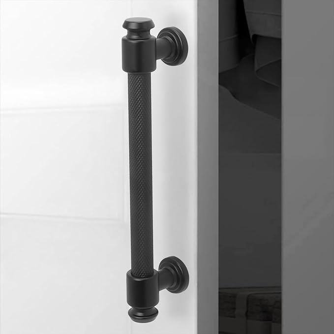 10 Pack 5 inch(128mm) Matte Black Kitchen Cabinet Handles Knurled Cabinet Pulls Black Drawer Pulls Kitchen Cabinet Hardware