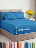 Extra Deep Queen Sheet Set - 6 Piece Breathable & Cooling Sheets - Hotel Luxury Bed Sheets Set - Easy & Secure Fit - Soft, Wrinkle Free & Comfy Sheets Set - Denim Blue Sheet Set w/Extra Deep Pockets
