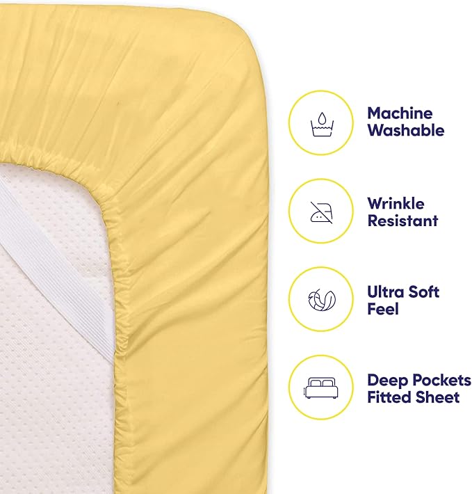 Queen Sheets Yellow - 6 Piece 1500 Supreme Collection Fine Brushed Microfiber Deep Pocket Queen Sheet Set Bedding - 2 Extra Pillow Cases, Great Value, Queen, Yellow
