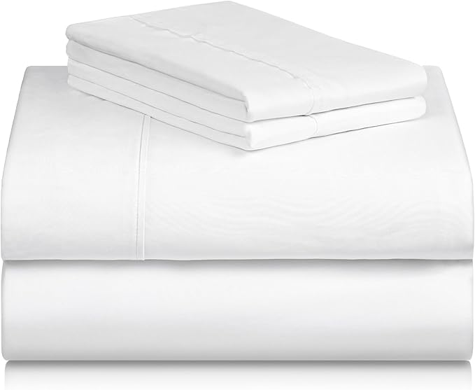 LuxClub 4 PC California King Size Sheet Set Bed Sheets Deep Pockets Wrinkle Free Cooling Sheets Machine Washable Hotel Bedding Silky Soft - White California King