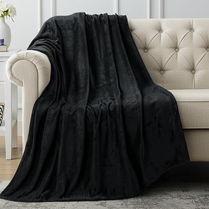 Utopia Bedding Fleece Blanket Throw Size Black 300 GSM Luxury Anti-Static Fuzzy Soft Microfiber Blanket for Couch, Sofa and Bed (60x50 Inch)