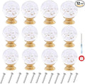 12pcs 30mm Cabinet Knobs with Screws Round Bubble Glass Vanity Knob Pulls for Kitchen Vanity Door, Bathroom, Cabinet, Office (Gold B Clear)
