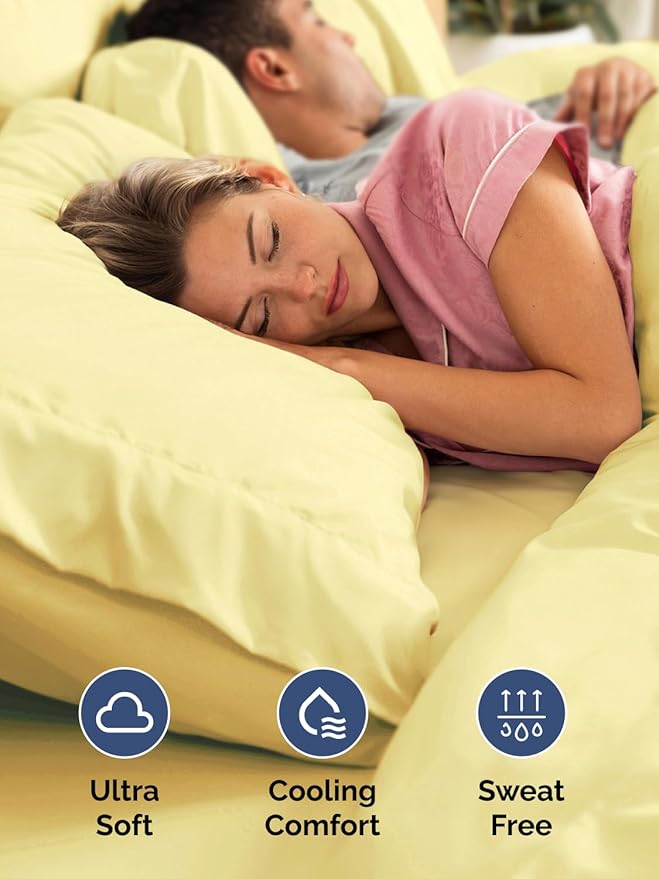Extra Deep Cal King Sheet Set - 6 Piece Breathable & Cooling Sheets - Hotel Luxury Bed Sheets Set - Easy & Secure Fit - Soft, Wrinkle Free & Comfy Sheets Set - Yellow Sheet Set with Extra Deep Pockets