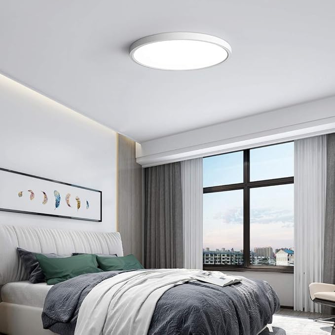 TALOYA LED Ceiling Light Living Room White, 15.8 Inch Thin Flat Modern Flush Mount Lighting Fixture for Bedroom,5 Color Temperatures in 1, 24w Round 0.94 Inch Thickness