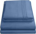 RV Queen Bed Sheets - Breathable Luxury Sheets with Full Elastic & Secure Corner Straps Built In - 1800 Supreme Collection Extra Soft Deep Pocket Bedding Set, Sheet Set, RV Short Queen, Denim