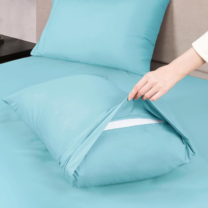 Mejoroom Full Size Sheet Set - Extra Soft Luxury Brushed Microfiber 1800 Full Sheets with 16 Inch Deep Pocket - Breathable, Wrinkle, Fade & Stain Resistant - 4 Piece (Full, Baby Blue)