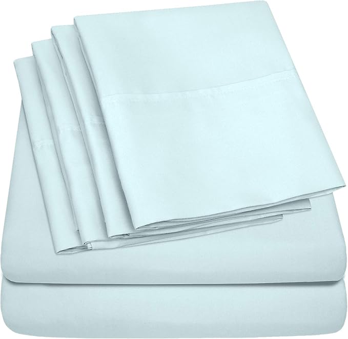 Sweet Home Collection 6 Piece 1500 Supreme Collection Brushed Microfiber Deep Pocket Sheet Set-2 Extra Pillow Cases, Great Value, Split King, Aqua