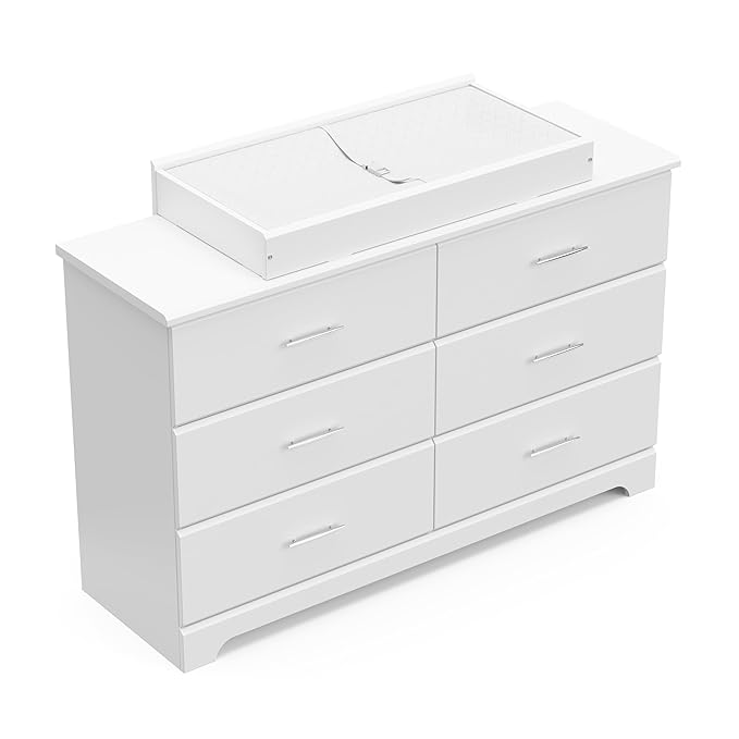 Storkcraft Brookside 6 Drawer Double Dresser (White) – GREENGUARD Gold Certified, Dresser For Nursery, Kids, Chest Of Drawers
