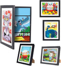 2-Pack Kids Art Frames - Changeable, 8.5x11 Picture Frame for Display, With Storage (Black)