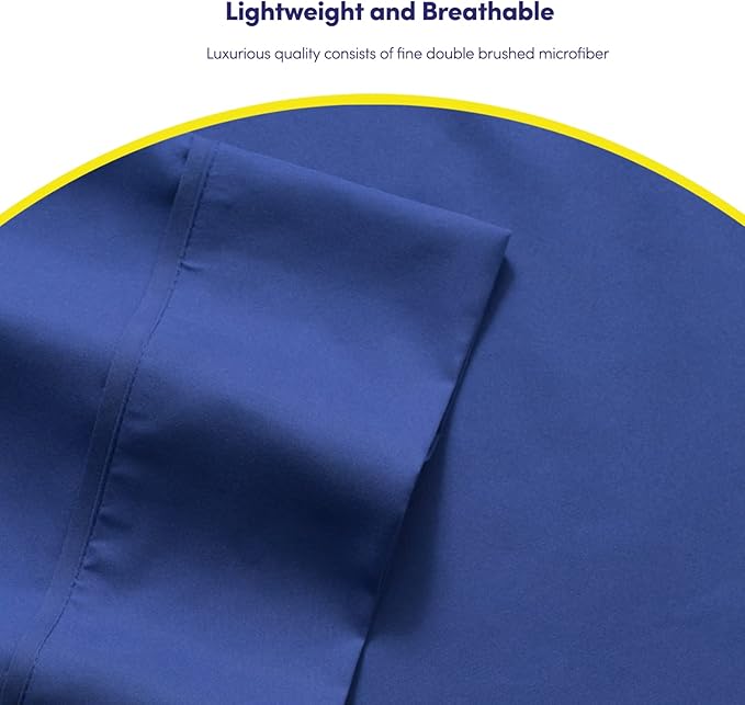 Sweet Home Collection 6 Piece 1500 Supreme Collection Brushed Microfiber Deep Pocket Sheet Set-2 Extra Pillow Cases, Great Value, Rv Short Queen, Royal Blue