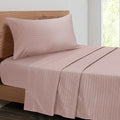 Mejoroom Striped Twin Sheet Set - Hotel Collection Twin Sheets - Bedding Sheets & Pillowcases with Deep Pocket Fitted Sheet, Breathable, Wrinkle & Fade Resistant - 3 Piece (02-Dusty Pink)