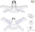 2Pack LED Garage Ceiling Lights, 4 Adjustable Panels, 5000Lumen, E26 6500K Daylight Shop Lights for Garage, Kitchen, Indoor, Attic