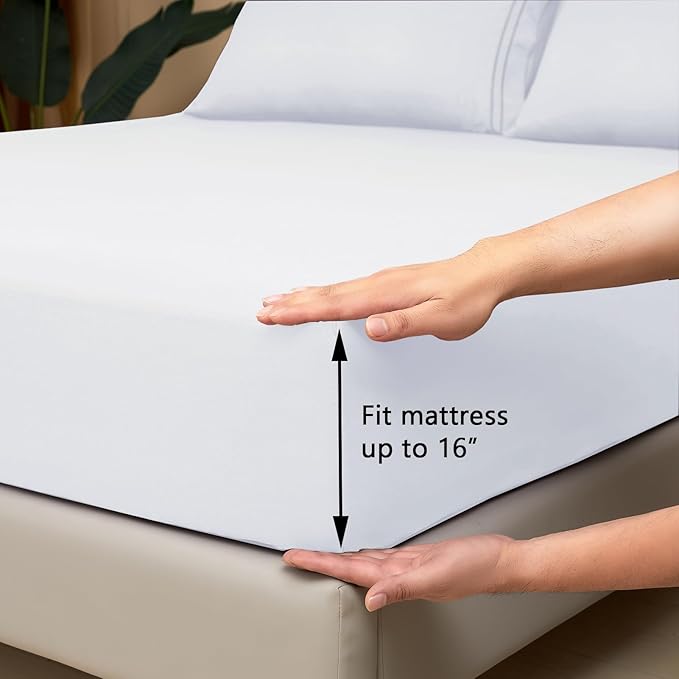 Mejoroom Twin XL Sheet Set - Hotel Luxury Microfiber Sheet & Pillowcase Sets Fits College Dorm Room Mattress - Soft, Breathable, Wrinkle & Fade Resistant - 3 Piece (White)
