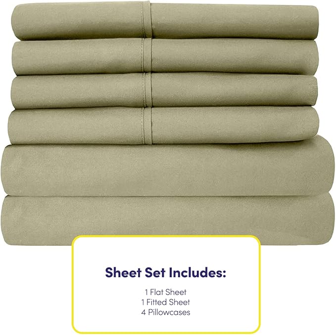 Cal King Size Bed Sheets - 6 Piece 1500 Supreme Collection Fine Brushed Microfiber Deep Pocket California King Sheet Set Bedding - 2 Extra Pillow Cases, Great Value, California King, Sage