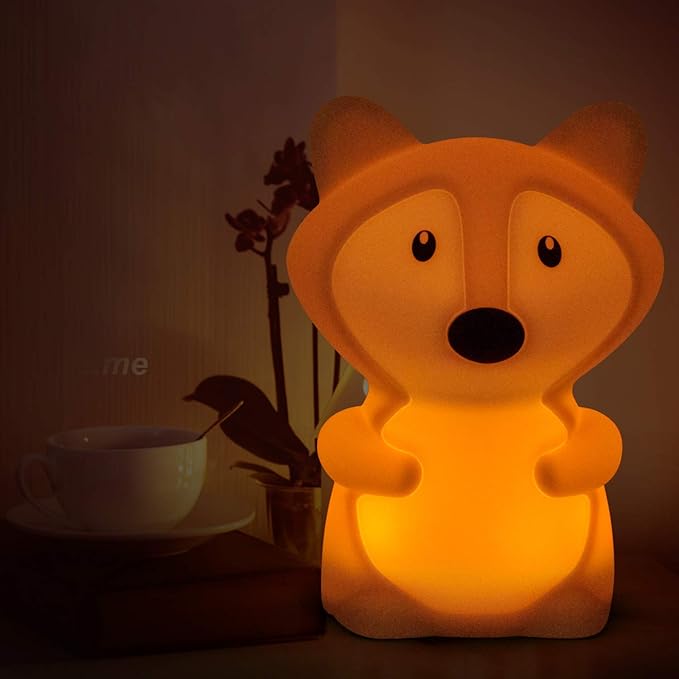 Animal Fox Kids Night Light, Cute Children's Room LED Bedside Rechargeable Child Lamp with Changeable RGB 9 Colors for Boy/Girl/Adult/Baby, Compatible with Touch-Control & Remote Control