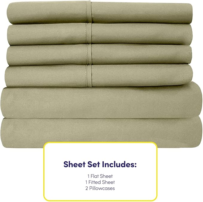 Twin XL Size Bed Sheets - 4 Piece 1500 Supreme Collection Fine Brushed Microfiber Deep Pocket Twin X-Large Sheet Set Bedding - 1 EXTRA PILLOW CASES, GREAT VALUE, Twin XL, Sage