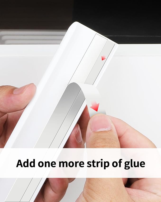 5 Pack 8 inch self Adhesive Cabinet pulls Adhesive Cabinet Handles Drawer Edge pulls Bright White Stick on Handles for Cabinet Finger pulls for Cabinet Adhesive Flat Concealed Drawer Handles