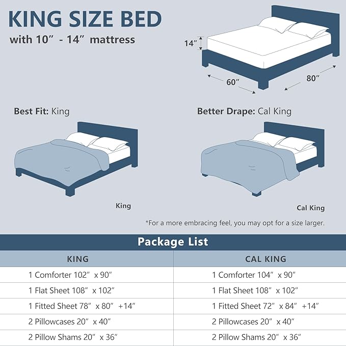 CozyLux King Size Comforter Set Black, 7 Pieces Bed in a Bag, Black Comforter King Size, All Season Bedding Sets with Stitch Quilted Comforter, Flat Sheet, Fitted Sheet, Pillowcases