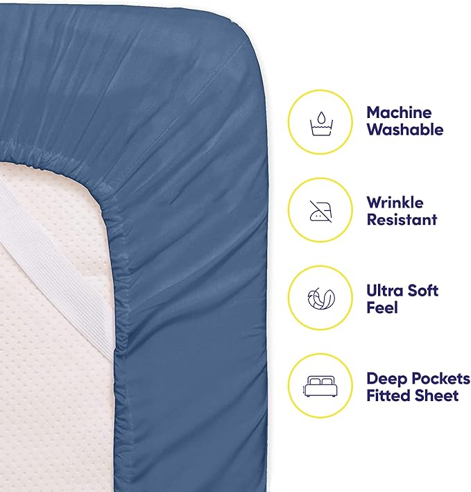 Cal King Size Bed Sheets - 6 Piece 1500 Supreme Collection Fine Brushed Microfiber Deep Pocket California King Sheet Set Bedding - 2 Extra Pillow Cases, Great Value, California King, Denim