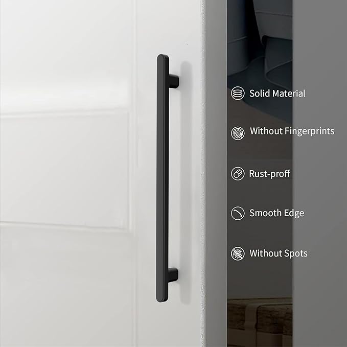 10 Pack 6.3 Inch(160mm) Kitchen Cabinet Handles Matte Black Cabinet Pulls Kitchen Cabinet Hardware Drawer Pulls for Cupboard Wardrobe