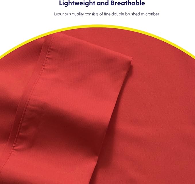 King Size Bed Sheets - 6 Piece 1500 Supreme Collection Fine Brushed Microfiber Deep Pocket King Sheet Set Bedding - 2 Extra Pillow Cases, Great Value, King, Samba Red