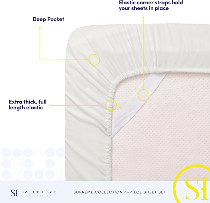 Full Size Sheet Sets - Breathable Luxury Sheets with Full Elastic & Secure Corner Straps Built In - 1800 Supreme Collection Extra Soft Deep Pocket Bedding, Sheet Set, EXTRA DEEP pocket - Full, Ivory