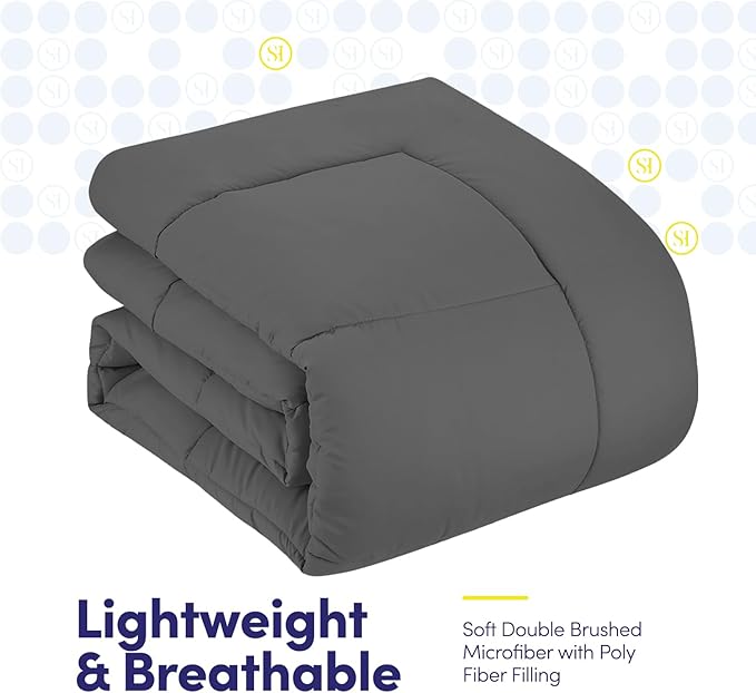California King Comforter Set - Soft & Breathable 7-Piece Bedding Collection - 1 Comforter, 1 Fitted Sheet, 1 Flat, 4 Pillowcases - Deep Pocket - Premium Quality - Ideal for All Seasons, Gray