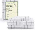 LANE LINEN 100% Organic Cotton Queen Bed Sheet, Fade Resistant Printed Cotton Sheets Low Pill Soft & Comfy Machine Washable Queen Size Deep Pockets Fits Upto 15" - Windowpane