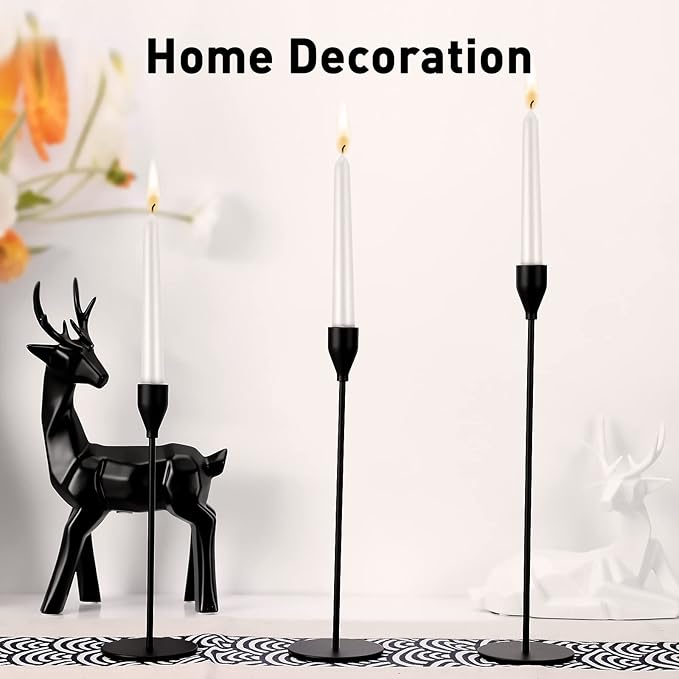 Black Candlestick Holder Set of 24 for Taper Candles, Decorative Candle Holders Bulk Candle Stick Holders Taper Candle Holders for Table Centerpiece Wedding Dinning Party Anniversary Home Decor
