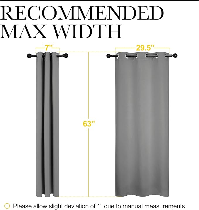 NICETOWN Silver Grey Blackout Curtain Panels for Bedroom, Thermal Insulated Grommet Top Blackout Draperies and Drapes (2 Panels, W34 x L63 inches)