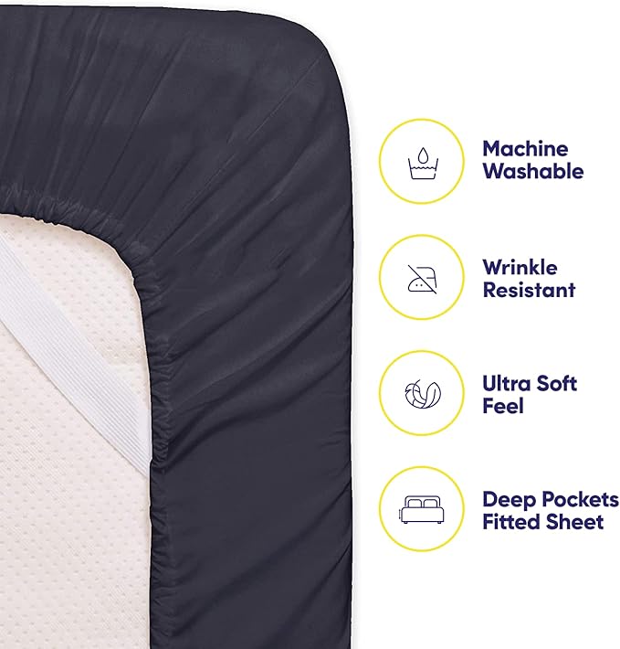 Twin XL Size Bed Sheets - 4 Piece 1500 Supreme Collection Fine Brushed Microfiber Deep Pocket Twin X-Large Sheet Set Bedding - 1 EXTRA PILLOW CASES, GREAT VALUE, Twin XL, Navy