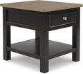 Signature Design by Ashley Drazmine Casual End Table with 1 Lower Shelf, Light Brown & Black
