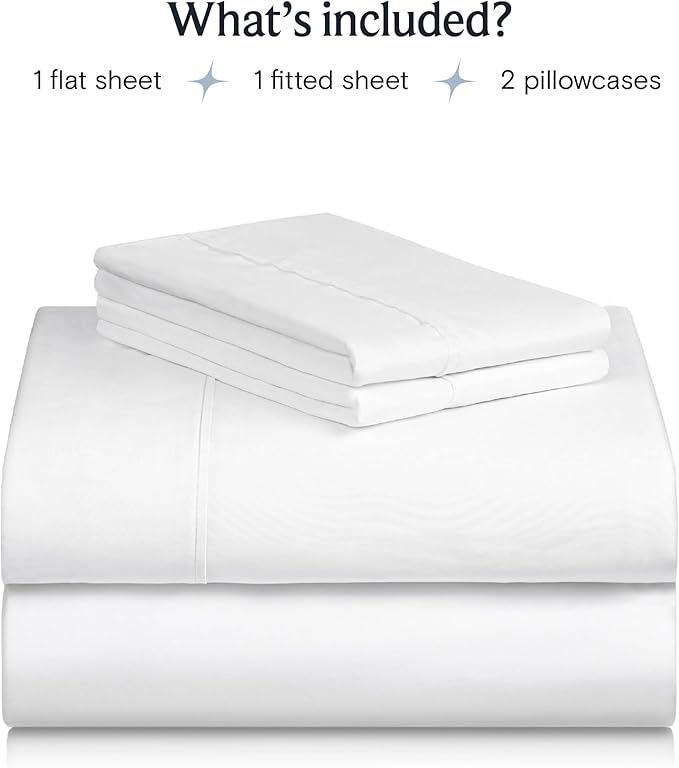 LuxClub 4 PC King Size Sheet Set Bed Sheets Deep Pockets Wrinkle Free Cooling Bed Sheets Machine Washable Hotel Bedding Silky Soft - White King