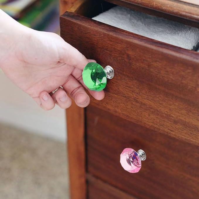22 Pack Colorful Crystal Drawer Knobs, 30mm Glass Dresser Knobs Cabinet Diamond Shape Pulls Handle for Wardrobe, Kitchen, Bathroom, Cupboard(11 Colors)