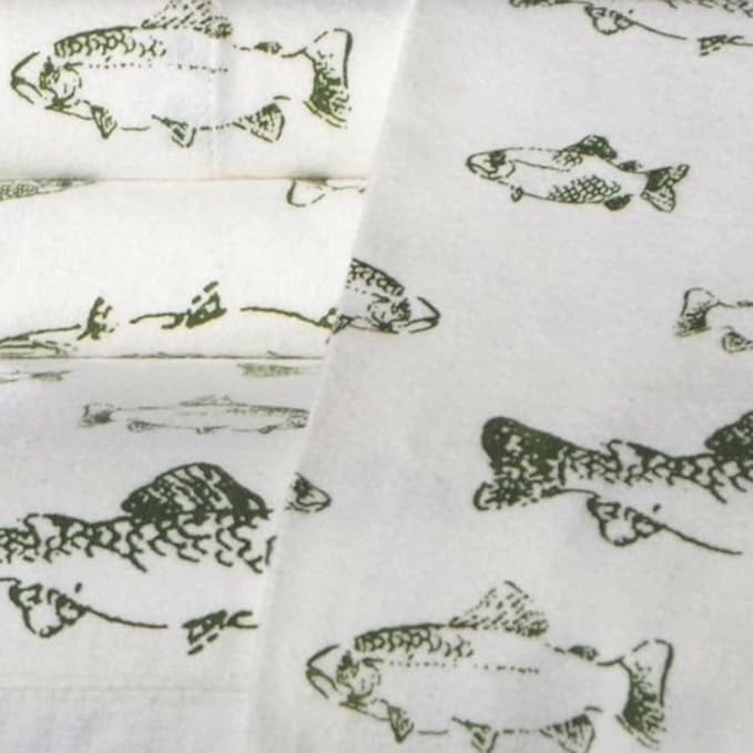 Eddie Bauer - King Sheets, Cotton Flannel Bedding Set, Brushed For Extra Softness, Cozy Home Decor (School of Fish, King)