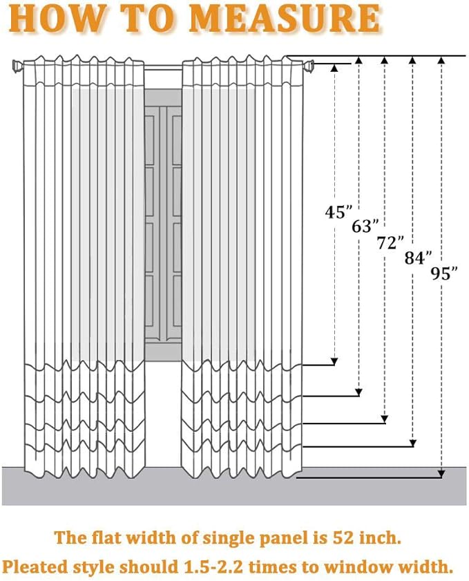 RYB HOME White Curtains & Drapes - Linen Textured Semi Sheer Curtains Privacy Panels for Living Room Bedroom Dining Bathroom Farmhouse Large Window Decor, W 70 x L 63, 2 Pcs