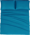 Mejoroom Queen Size Sheet Set - Hotel Luxury 1800 Bedding Sheets & Pillowcases - Deep Pocket Fitted Sheet, Soft, Breathable, Wrinkle & Fade Resistant - 4 Piece (Queen,Peacock Blue)