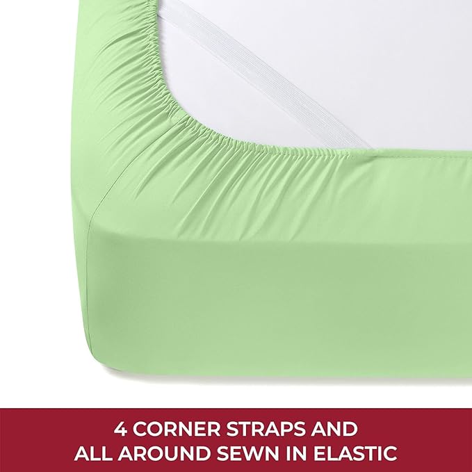 Mellanni RV Short Queen Sheets - 4 PC Iconic Collection Bedding - Hotel Luxury, Extra Soft, Cooling Bed Sheets - Deep Pocket up to 10 inch (RV/Short Queen, Pistachio)