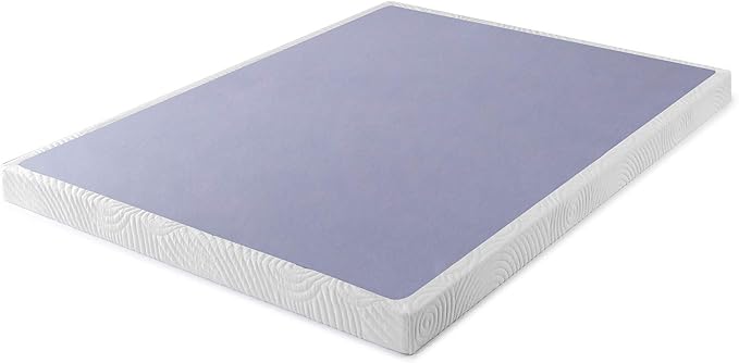 ZINUS Metal Box Spring with Wood Slats, 4 Inch Mattress Foundation, Sturdy Steel Structure, Easy Assembly, Queen