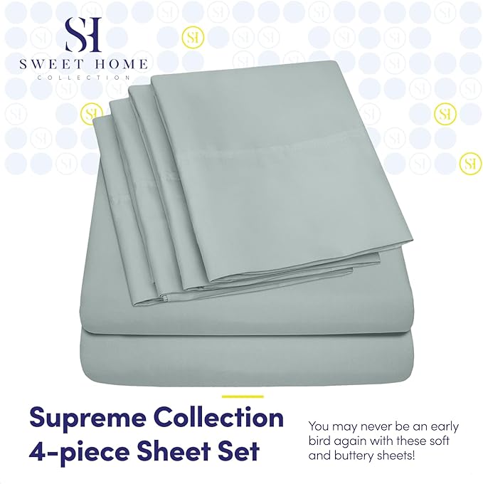 Sweet Home Collection 6 Piece Bed Sheet Set, Twin XL, Slate