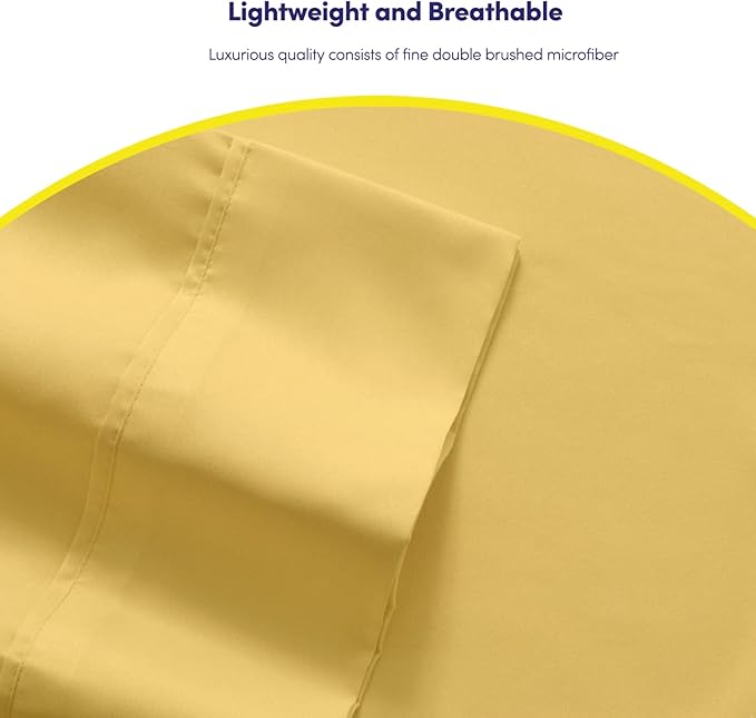 Twin Size Bed Sheets - 4 Piece 1500 Supreme Collection Fine Brushed Microfiber Deep Pocket Twin Sheet Set Bedding - 1 EXTRA PILLOW CASES, GREAT VALUE, Twin, Yellow