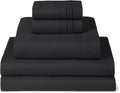 Mellanni Split King Sheets Set - 5 PC Iconic Collection Bedding - Hotel Luxury, Extra Soft, Cooling Bed Sheets - Wrinkle, Fade, Stain Resistant (Split King, Black)