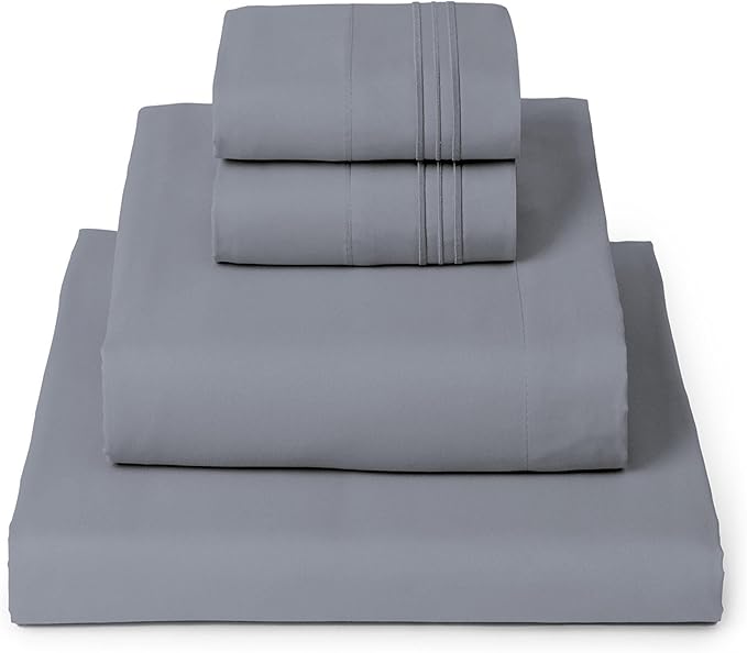 Mellanni King Sheets Set - 4 PC Iconic Collection Bedding - Hotel Luxury, Extra Soft, Cooling Bed Sheets - Wrinkle, Fade, Stain Resistant (King, Mineral Gray)