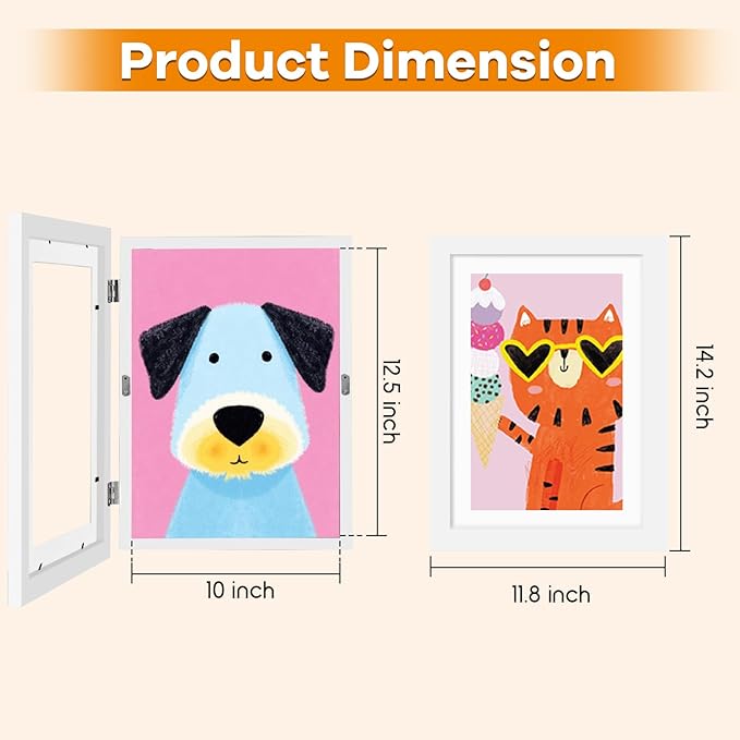 4 Pack Kids Artwork Frames Changeable 10 x 12.5 Inch Children Art Projects Kids Art Frames Front Opening Picture Display Frame, White